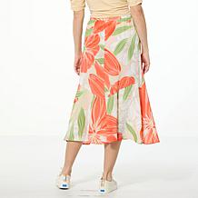 "As Is" Jaclyn Smith Pebbled Crepe Bias-Seamed Pull On Midi Skirt