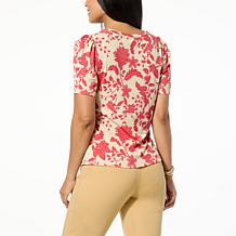 "As Is" Jaclyn Smith Puff Sleeve Ribbed Knit Tee