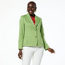"As Is" Jaclyn Smith Stretch Woven Buttoned Blazer