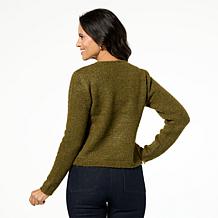 "As Is" Jaclyn Smith Zipper-Front Sweater Jacket w/ Detachable Faux...