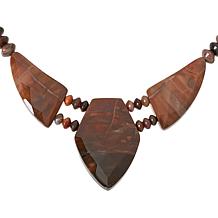 "As Is" Jay King 18" Petrified Wood Beaded Station Necklace