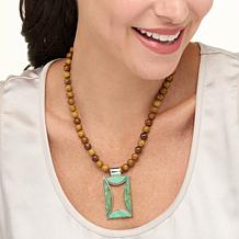 "As Is" Jay King Alicia Turquoise Pendant with Jarosite Bead Necklace