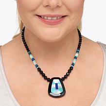 "As Is" Jay King Black Chalcedony and Multigemstone Inlay 18" Necklace