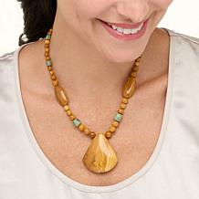"As Is" Jay King Peach Mountain Chalcedony and Turquoise 18" Necklace