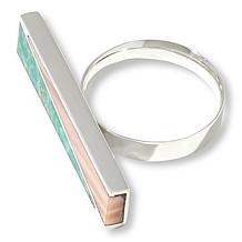 "As Is" Jay King Silver Alicia Turquoise and Pink Opal Inlay Ring
