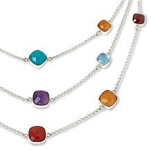 "As Is" Jay King Sterling Silver Multigmstone 3-Layer Chain 18" Ncklce