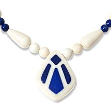 "As Is" Jay King Sterling Tibetan Tapioca Calcite and Lapis Necklace