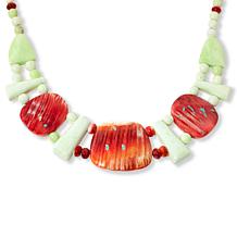 "As Is" Jay King Yellow Meadow Stone and Shell Station Necklace