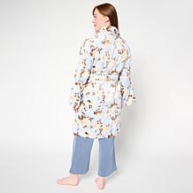 "As Is" Jeffrey Banks Printed Plush Tie-Front Robe