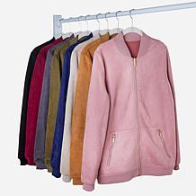 "As Is" Joy CleanBoss Luxurious Faux Suede Reversible Bomber Jacket