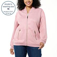 "As Is" Joy CleanBoss Luxurious Faux Suede Reversible Bomber Jacket