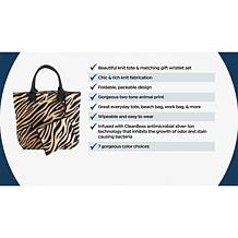 "As Is" Joy CleanBoss World Traveler Knit Chic Tote & Wristlet Set