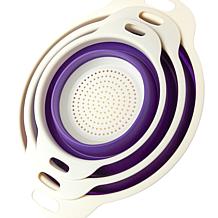 "As Is" Joy Eat Cleaner 3-piece Collapsible Antimicrobial Colander Set