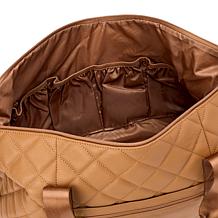 "As Is" Joy First Class Luxury Leather Quilted Double Decker Weekender
