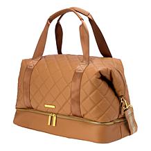 "As Is" Joy First Class Luxury Leather Quilted Double Decker Weekender