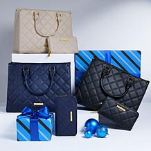 "As Is" Joy First Class Luxury Leather Quilted Handbag & Clutch Wallet