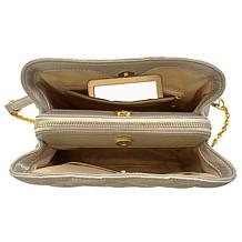 "As Is" Joy Luxe Leather Quilted Chic Triple Section Crossbody Bag