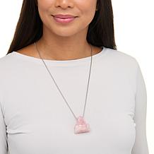 "As Is" KALIFANO Happy Buddha Carved Gemstone 30" Necklace