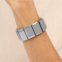 "As Is" KALIFANO Rectangular Hematite Bead Stretch Bracelet