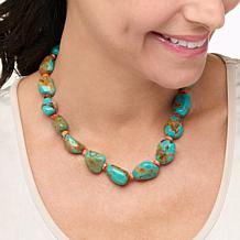 "As Is" KALIFANO Turquoise Nugget and Spiny Oyster Shell 18" Necklace