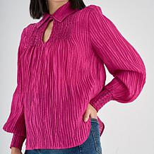 "As Is" La Joie Smocked Collar Long-Sleeve Blouse