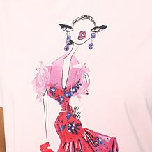 "As Is" Mark & James by Badgley Mischka Embellished Printed T-Shirt