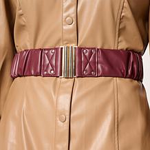 "As Is" Mark & James by Badgley Mischka Eva Faux Leather Ruched Belt