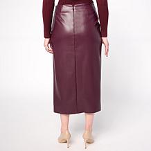 As Is Mark & James by Badgley Mischka Huda Faux Leather Wrap Skirt