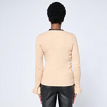 "As Is" Mark & James by Badgley Mischka Sweater Top with Beaded Nec...