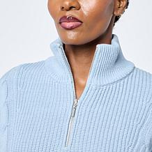 "As Is" MarlaWynne Cotton Blend Cable Detail 1/2 Zip Sweater