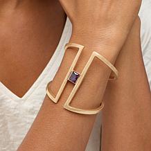 "As Is" MarlaWynne Minimalist Accent Stone Wide Cuff Bracelet