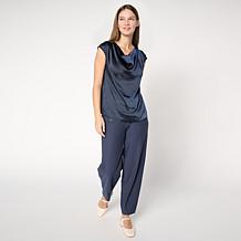 "As Is" MarlaWynne Satin Drape Neck Top