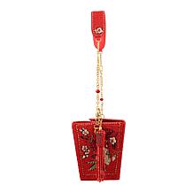 "As Is" Mary Frances Scarlet Bloom Hand-Beaded Top Handle Bag