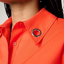 "As Is" Megan Renee Grommet Button Down Poplin Top