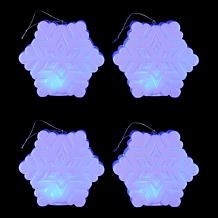 "As Is" Mr. Christmas Blow Mold Lit Snowflake Ornament Set of 4