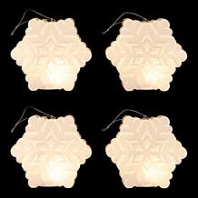 "As Is" Mr. Christmas Blow Mold Lit Snowflake Ornament Set of 4