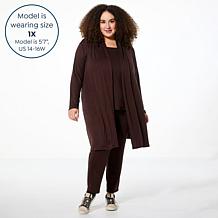 "As Is" Nina Leonard 3-piece Shawl Cardigan Tank and Pant Set