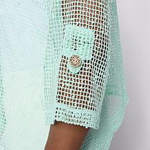 "As Is" Nina Leonard 3/4-Sleeve Bolero Top with Coconut Buttons