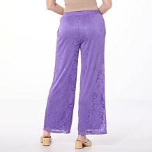 "As Is" Nina Leonard Burnout Knit Pull-On Pant