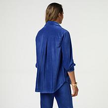 "As Is" Nina Leonard Corduroy Collared Shirt