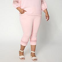 "As Is" Nina Leonard Cropped Pant with Inset Lace