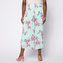 "As Is" Nina Leonard Elastic Waist Pleated Printed Chiffon Culotte ...