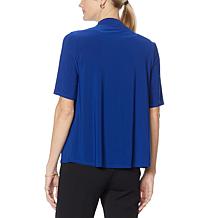 "As Is" Nina Leonard Elbow-Sleeve Drape-Front Bolero