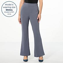 "As Is" Nina Leonard Flared-Leg Pant with Buckle Detail