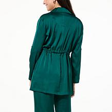"As Is" Nina Leonard Hammered Satin Drawstring Waist Jacket