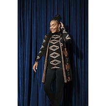 "As Is" Nina Leonard Jacquard Cardi Sweater w/ Front Pockets