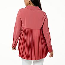 "As Is" Nina Leonard Long Sleeve Collared Front Shirt