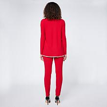 "As Is" Nina Leonard Long Sleeve Tulip Hem Top and Pant 2-piece Set