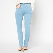 "As Is" Nina Leonard Narrow Leg Elastic Waist Stretch Knit Denim Pant