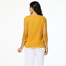 "As Is" Nina Leonard Novelty Sequin Open Knit Top